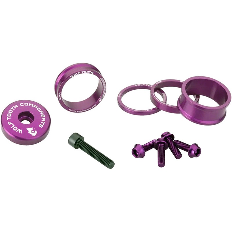 Wolf Tooth Headset BlingKit - 3 5 10 15mm Spacers Top cap Integrated 5mm Spacer Ultraviolet Purple
