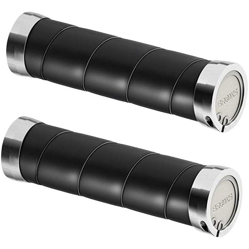 Brooks Slender Leather Grips - Black 130/130mm