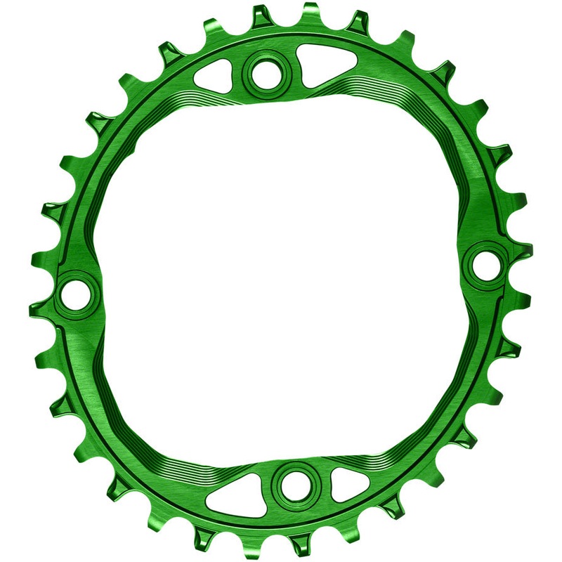 absoluteBLACK Oval 104 BCD Chainring - 32t 104 BCD 4-Bolt Narrow-Wide Green